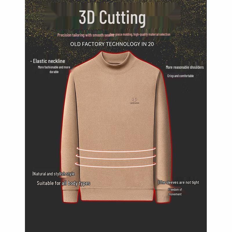 Luomeng Herren Herbst/Winter Verdickter Rollkragen Fleece Baselayer BYD985