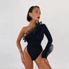 Street Y2K Fashion Slim Fit Casual Women's Jumpsuits Mesh Ruffle Single Shoulder Sleeve Sexy Rompers Women Elegant High Waist Bodysuits T-shirt 25761