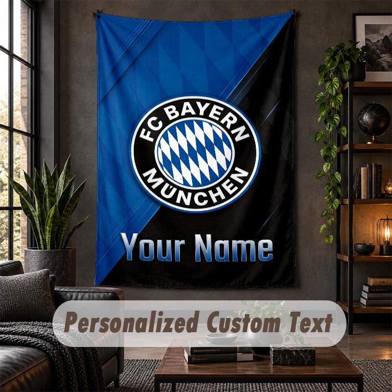 Personalized Wall Tapestry,Bayern Munich Custom Text, Soft Fabric Wall Art For Indoor Decoration