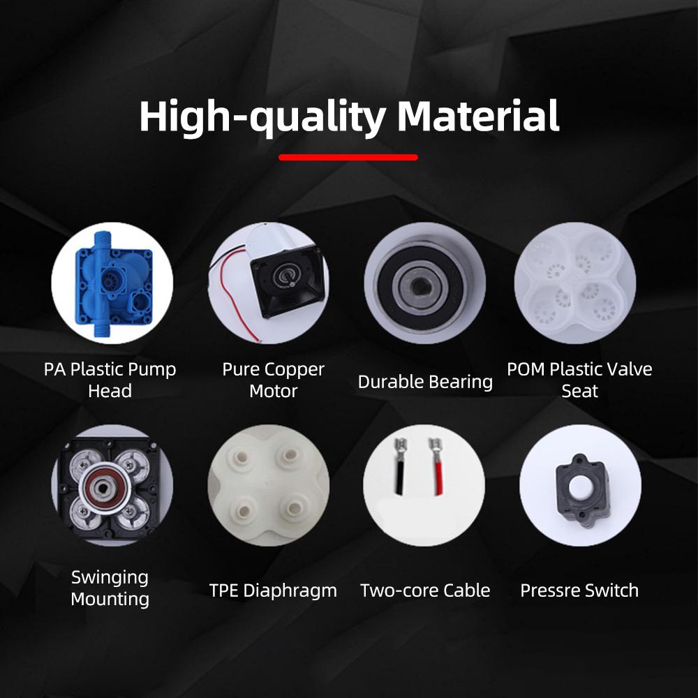 

Water Pressure Diaphragm Pump 4-Chamber Self-Priming Pump 5.5GPM Water Transfer Pump 70PSI with Power Plug Water Strainer Hose Fittings for Kitchen Ba