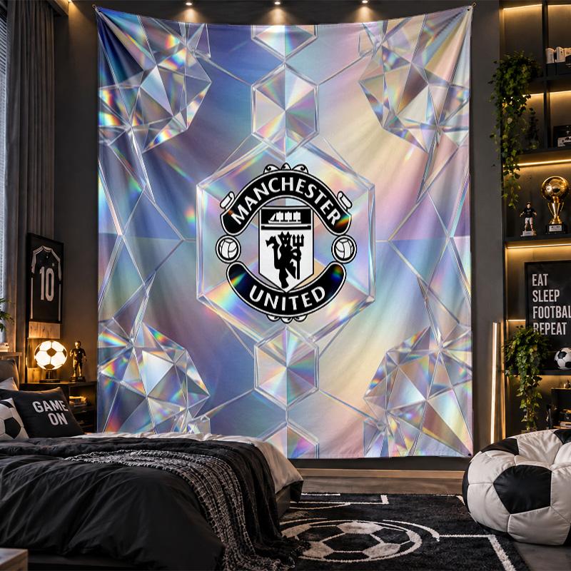 Arazzo da Appendere alla Parete Stampa Manchester United Tessuto per Soggiorno Camera da Letto Decorazione per la Casa
