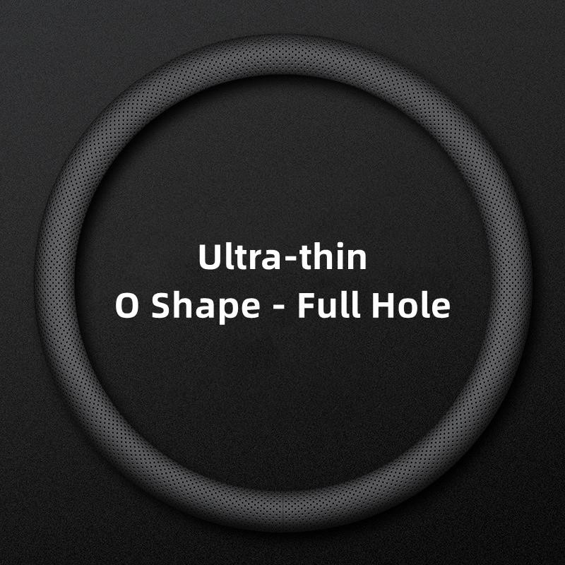 Vollleder-Abdeckung für alle Jahreszeiten Auto-Lenkradabdeckung Ultradünn Rutschfest D-Form Atmungsaktiv Auto-Lenkradschutz