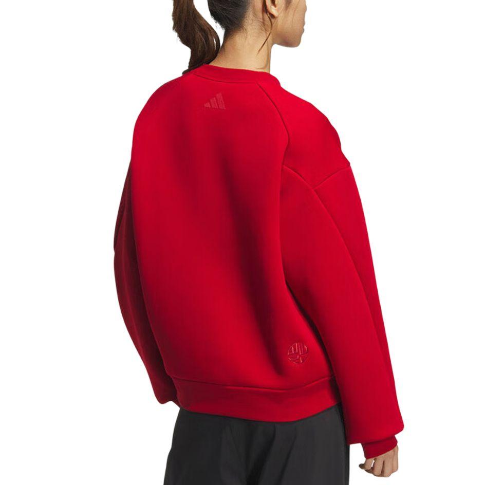 Adidas Casual Series Reversible Knit Pullover Crewneck Comfortable Sweatshirt Women Sweatshirt Energy-Red JZ1640