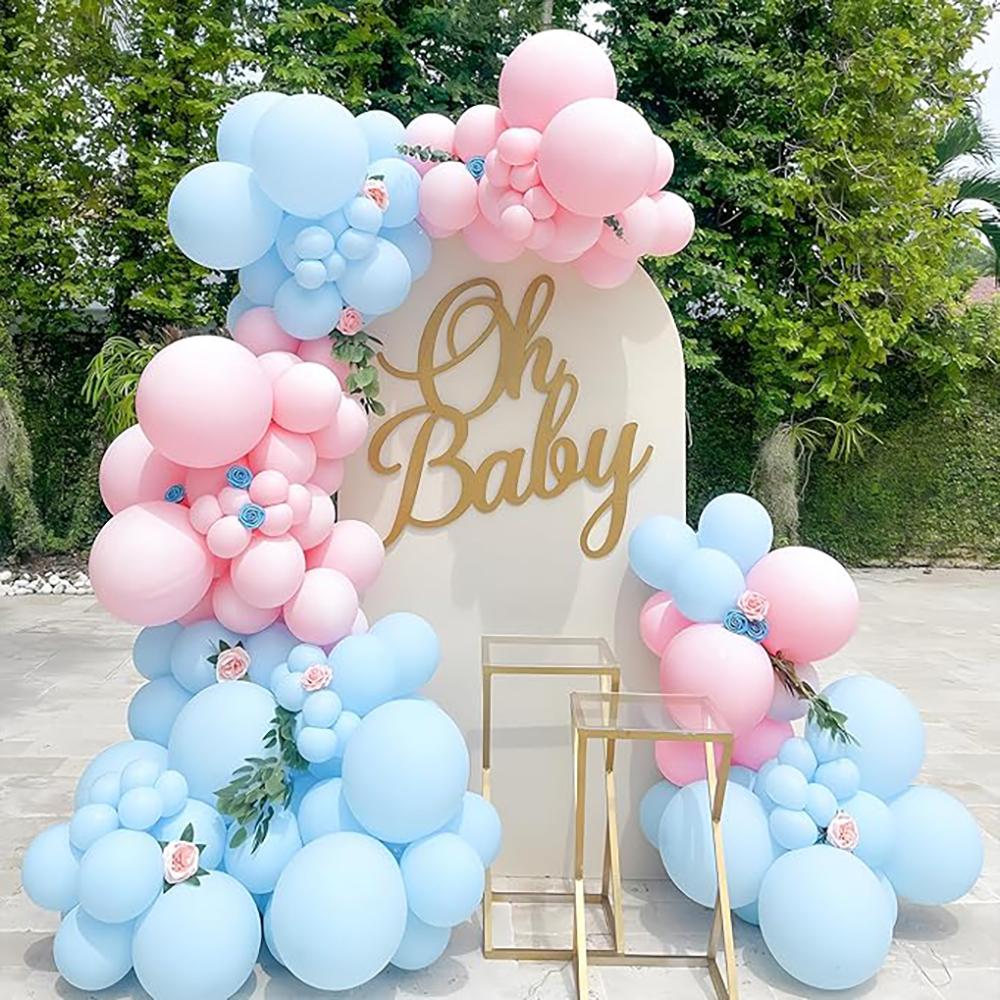 Boy Girl Baby Shower Decor Balloons Garland Pastel Pink Blue Balloon Arch Kit Birthday Party Gender Reveal Decoration Background