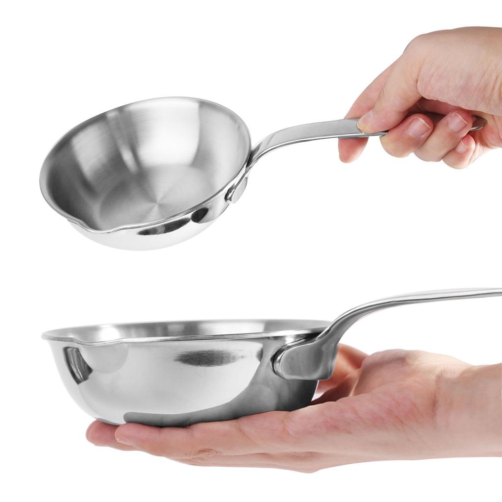IMEEA Frying Pan Mini with Induction Cooktop Dishwasher Cookware Pot, 12cm, Lightweight, Three-Layer Construction, Spout, Compatible, Safe,