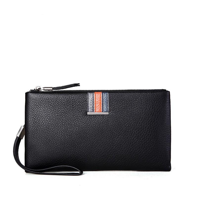 Men s Leather Handbag Grab Bag Cowhide Business Envelope Anti Throw Portable Travel 30x26x8