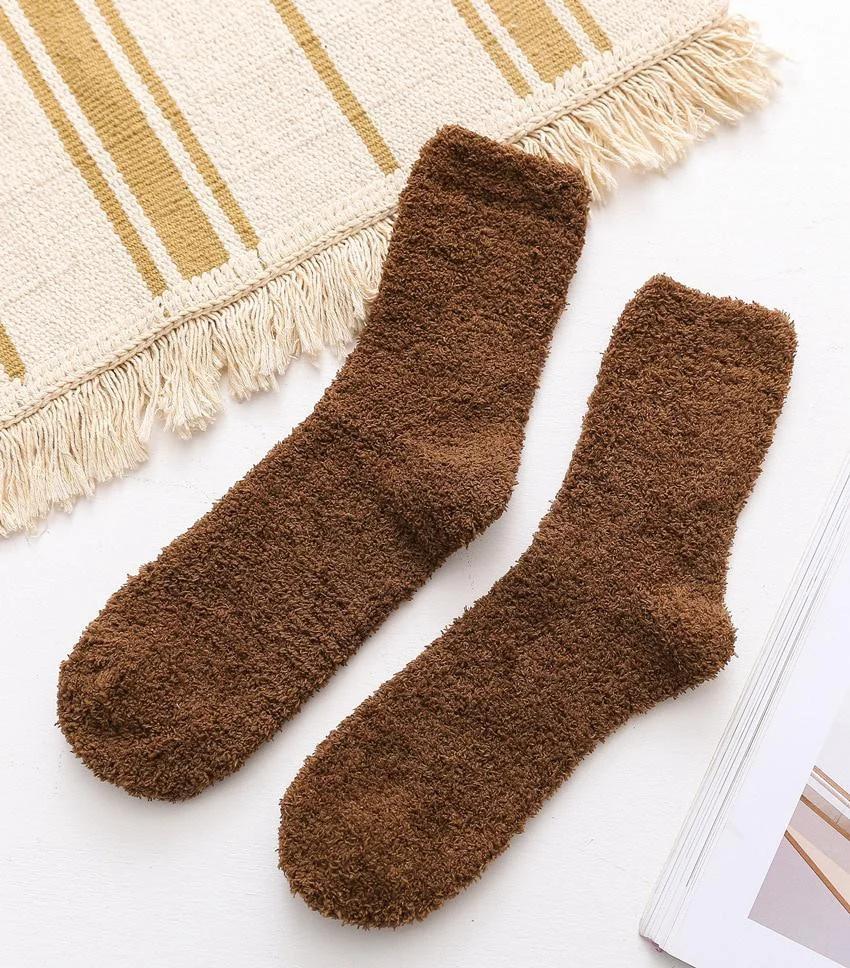 Men's Winter Coral Fleece Home Floor Socks Sleeping Tube Socks Solid Color Men's Socks