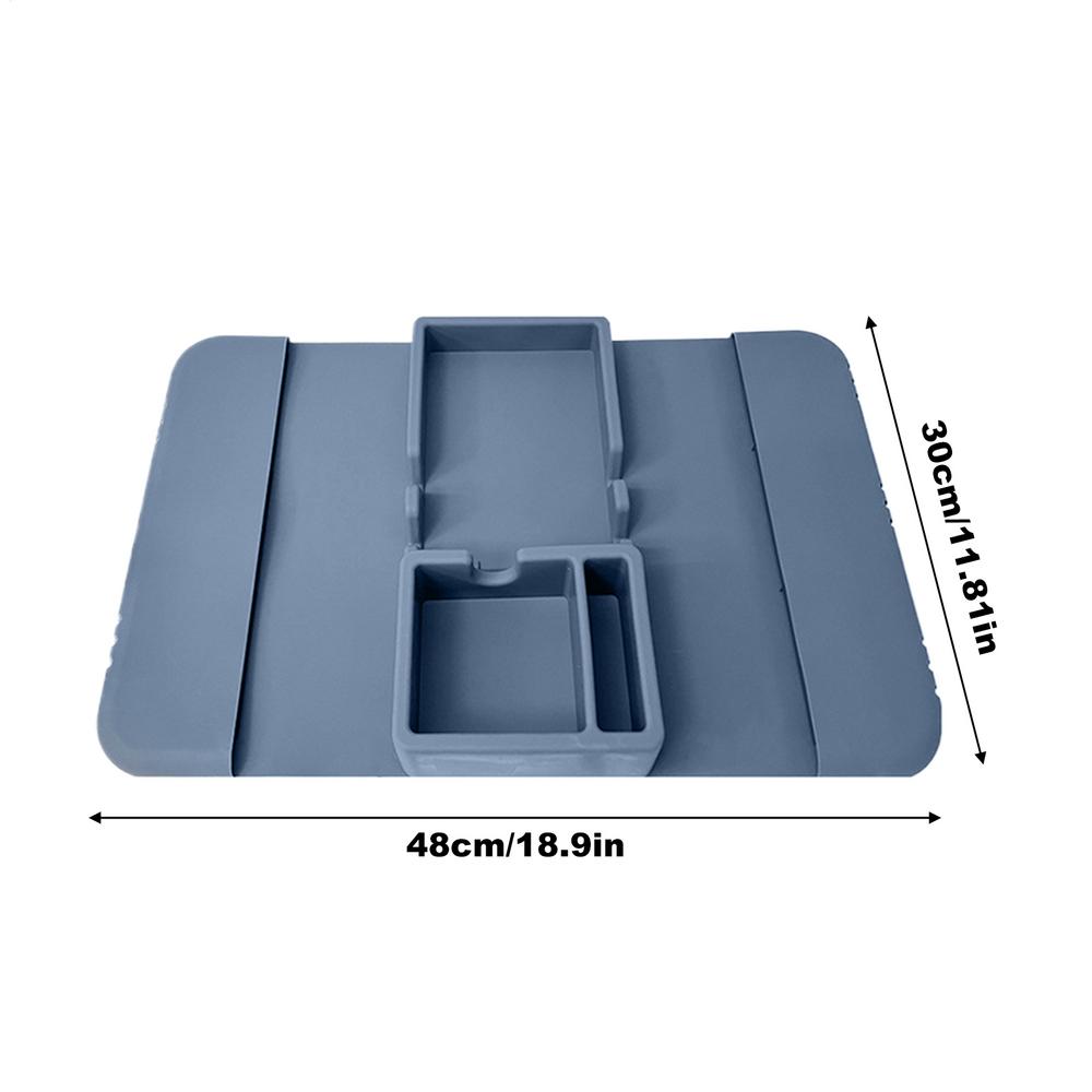 

Couch Cup Holder Tray With Side Pocket Anti-Slip Silicone Storage Sofa Arm Tray For Phone Bed TV Sofa Desk Car Travel Laptop синій
