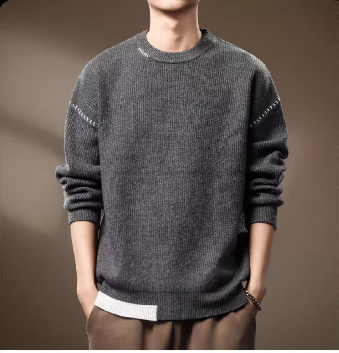 Men s Slim Fit Round Neck Knit Sweater - Trendy Autumn/Winter 2025 Collection 2XL