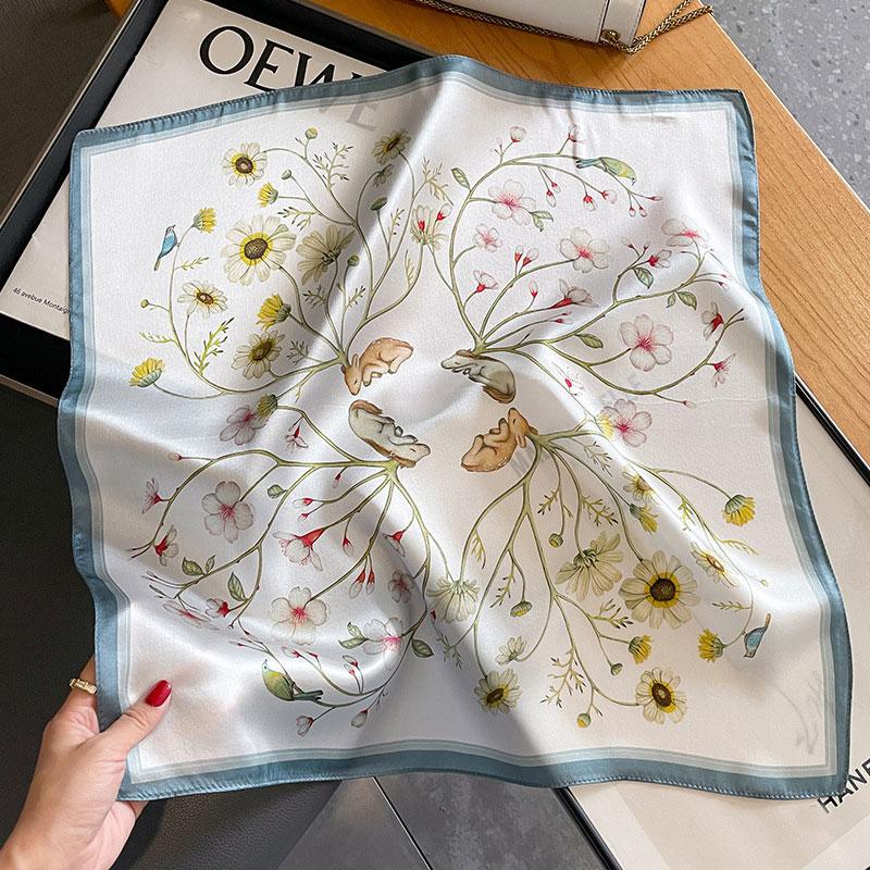 100% Silk Scarf Bandana Women Square Scarves Wrap Kerchief Mulberry Spring Fashion Luxury High Quality Headband Hijab Shawls