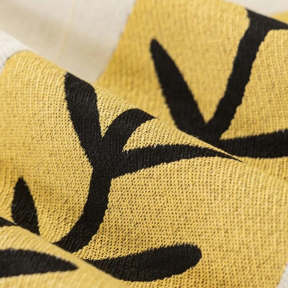 Modern Simple Leaf Print Sofa Cushion Cover Double Side Couch Cover Chenille Sofa Slipcover Protector Cover Mat Blanket