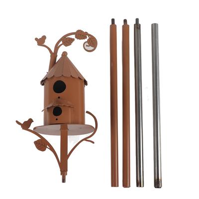 Metal Bird House with Pole Metal Art Cottage Bird House Stakes Hummingbird House Distressed Metal Birdhouse Garden Decor