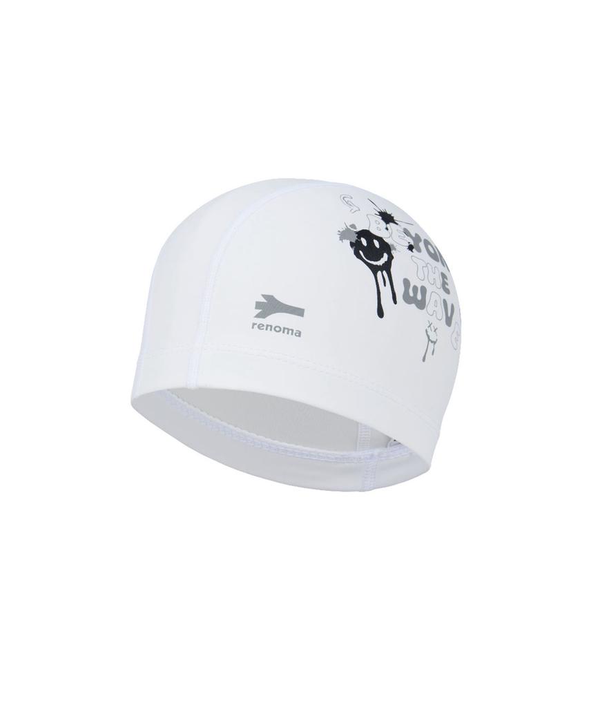 Lenomasuyeongbog Supplies Kids' Smile Painting Pu Swim Cap White Ro-Rc2E752-Wh