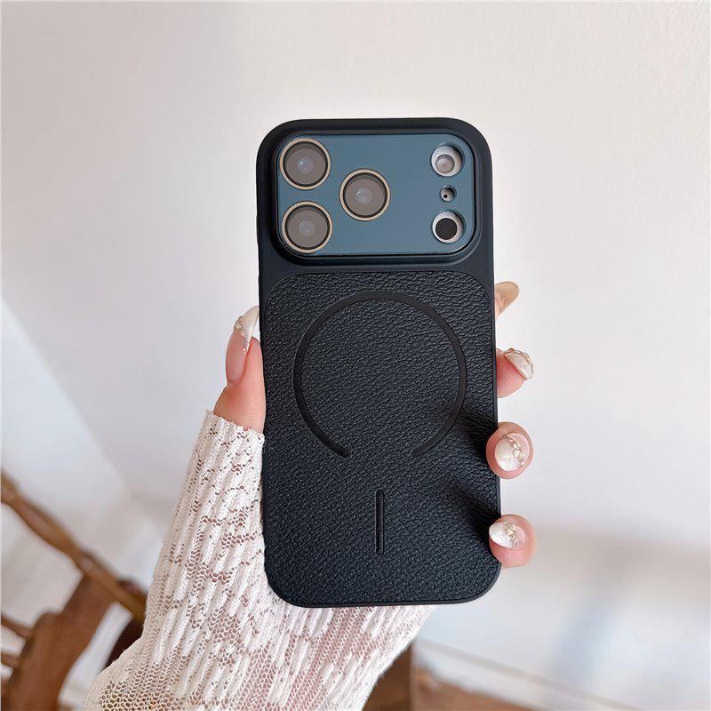 Magnetische Schutzhülle mit Litschi-Muster für iPhone 16 & 17 Pro Max