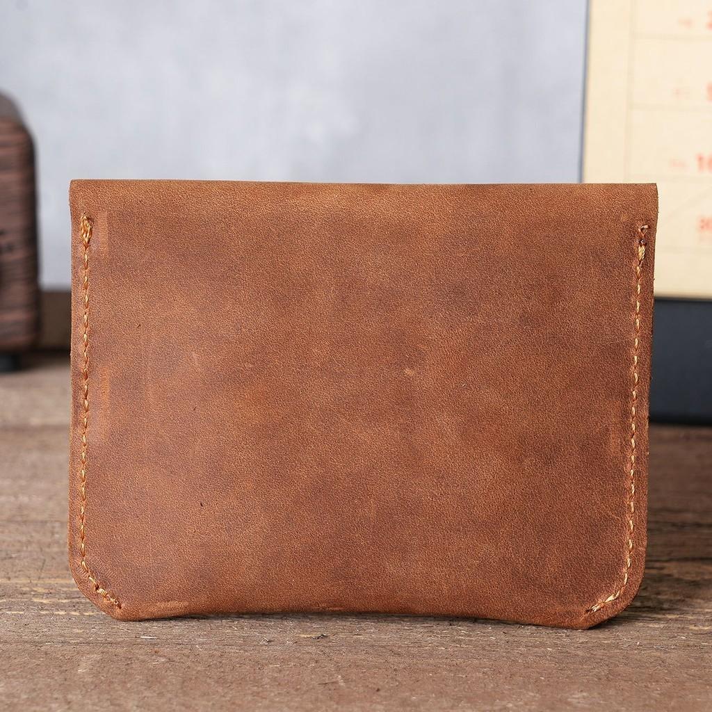 Handmade Crazy Horse Genuine Cow Leather Men's Card Holder Ultra Slim Compact Multi Card Slots Minimalist Leather Card Wallet