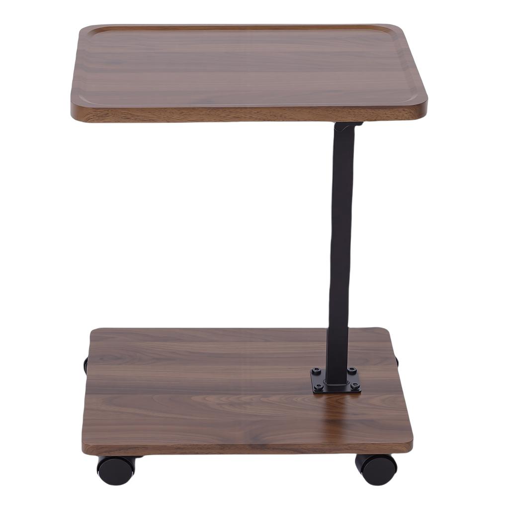 Sofa Side Table Metal Solid Wood Modern Minimalist Rolling Couch End Table Supports Height Adjustment for Laptop