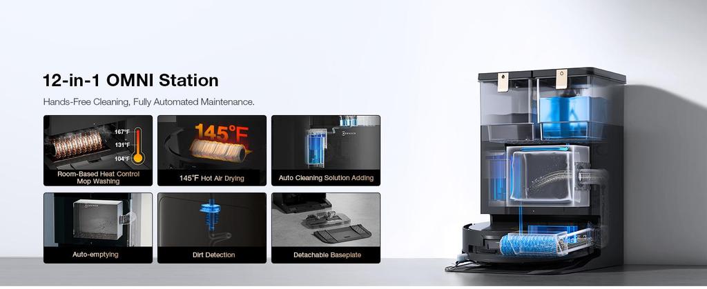 ECOVACS DEEBOT X8 PRO Omni Robot Vacuum Cleaner with Mop Function, OZMO Scooter with Continuous Mopping & Self Cleaning, 18,000 Pa, 12-in-1 Station