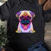 Colorful Pop Art Pug Shirt Dog Lover Women T Shirt Cotton Tops