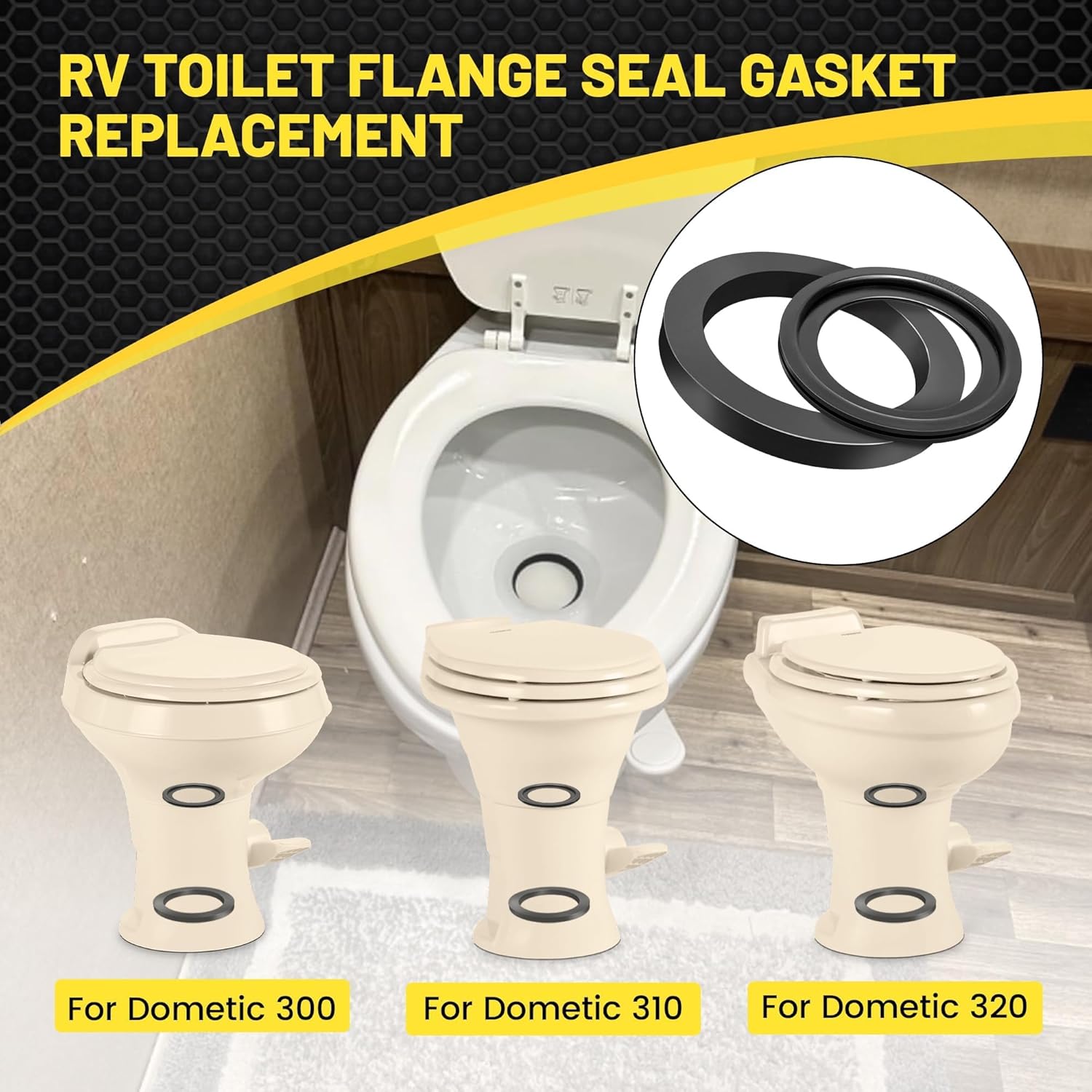 Oyviny RV Toilet Seal Kit RV Toilet Seal Part Fits for Dometics 300 310 320 Series Toilets, Replace 385311652 385311658 RV Toilet Flush Ball Seal
