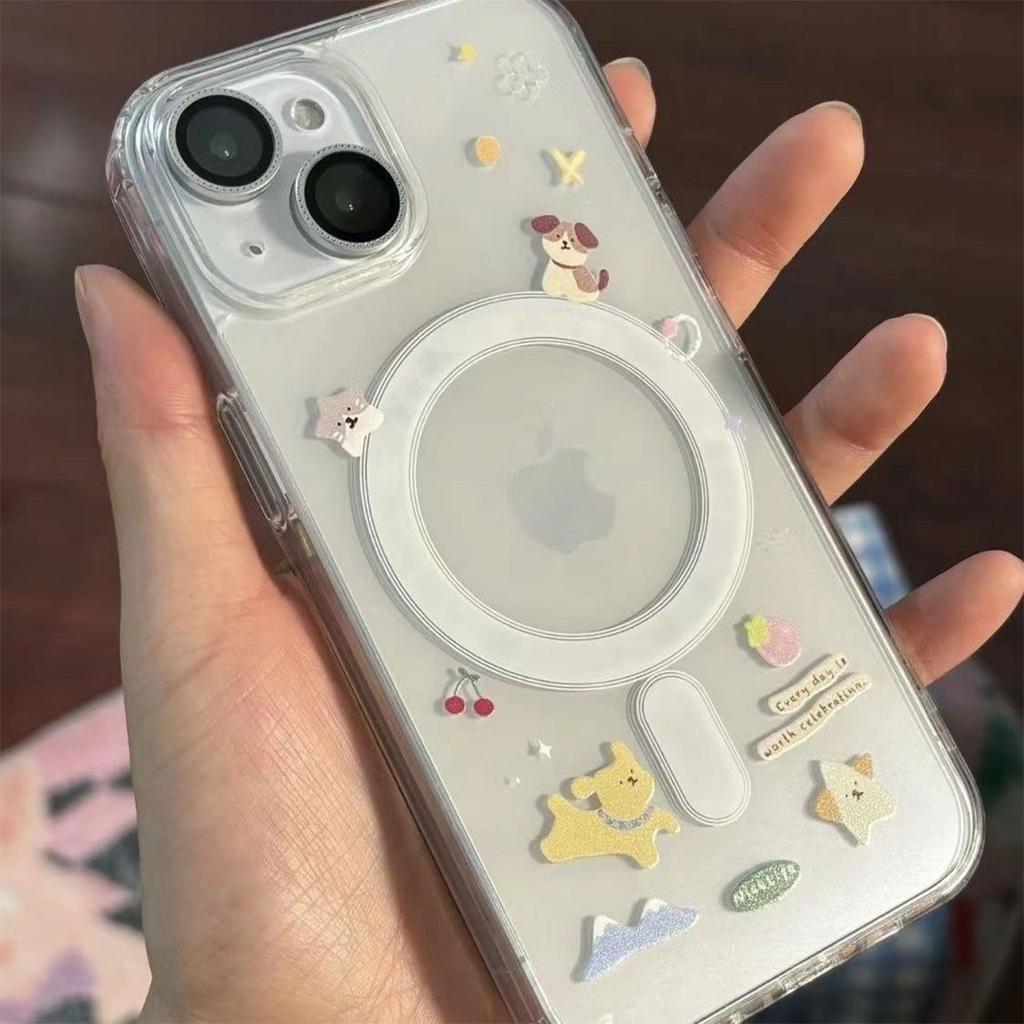 For Transparent for Apple Mobile Phone Protective Case Magnetic Suction High-end Mobile Phone Case Magnetic Suction Ring