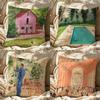 P-Sachiko Noritake Cushion Cover Cushion Cover Pillowcase, Anti-Mite Invisible Zipper, Linen Sofa Cushion