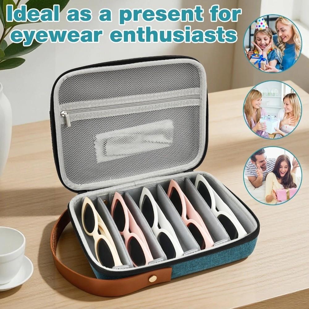 5 Slots Eyeglasses Case Hard Shell Sunglasses Protective Case Glasses Storage Box Women