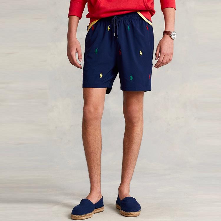 Polo Ralph Lauren Ss22 Solid Color Logo Embroidered Traveler Beach Casual Shorts Men Shorts Navy MNPOSWM17620213