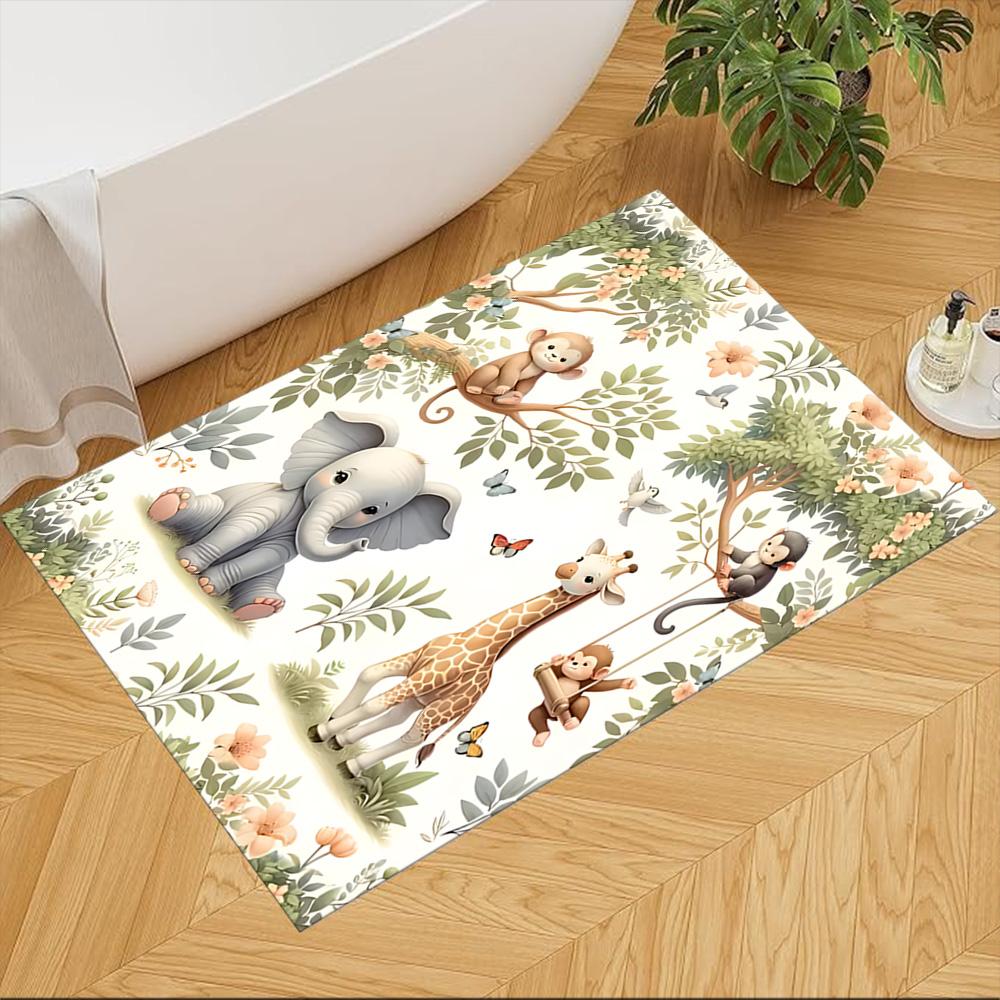 Jungle Animals And Flowers Non-Slip Home Carpet Design for Office Decor Living Room Bedroom Gift