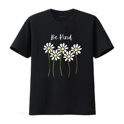 Mens Be Kind Daisy Design T Shirt Black Medium Vintage Washed Slightly Fashion Comfortable Casual Stylish Top For Everyday Wear