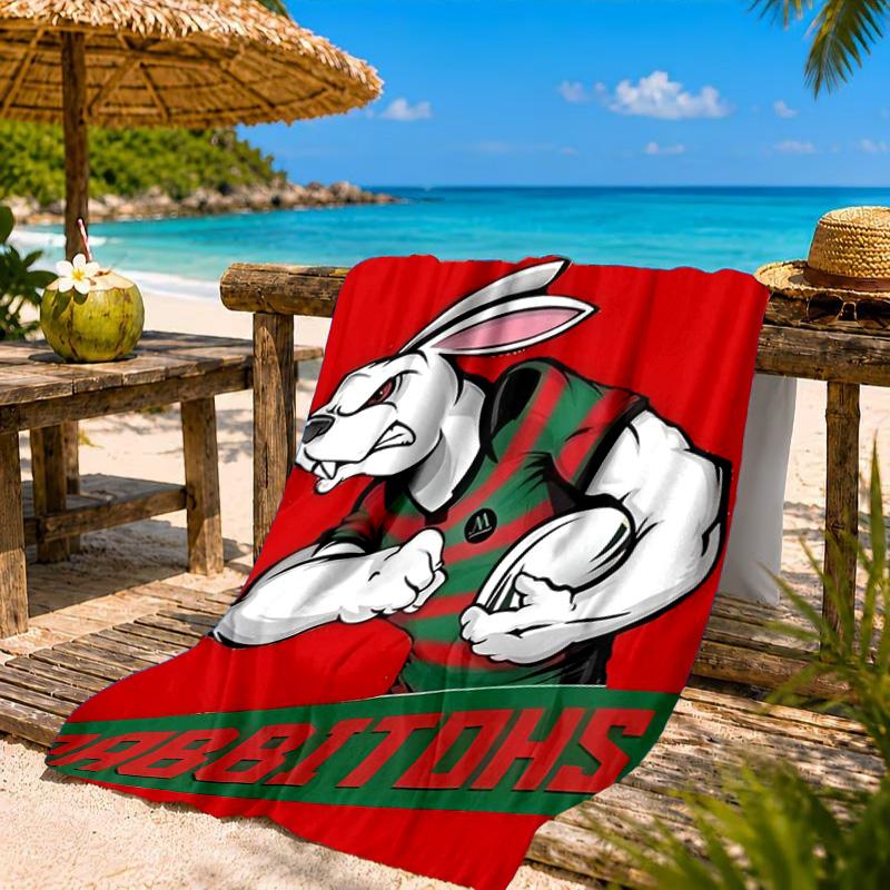 Nrl Rabbit Artwork Design Beach Towel, Quick-drying, Easy to Care for, Suitable for Both Fitness and Beach Vacations,Sports Essential
