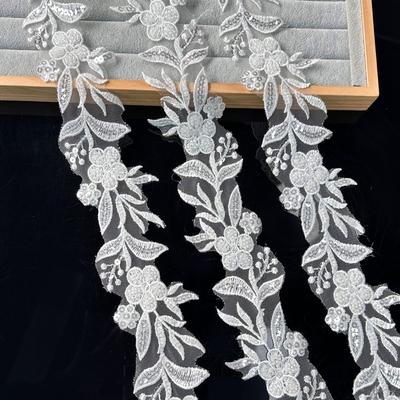 Weiße Netzperlen Dreidimensionale Blume Barcode Bekleidungszubehör Hochzeitskleid Rock Dekorative Spitze Zubehör