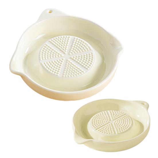

2Pcs Ceramic Grater Plate Set Ceramic Ginger Garlic Grater Plates with Olecranon Diversion Port Multipurpose Grinders for Juice Control Dry