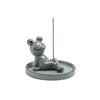 Zen Frog Ceramic Incense Burner and Holder - Ge Kiln Style for Home or Office Decor