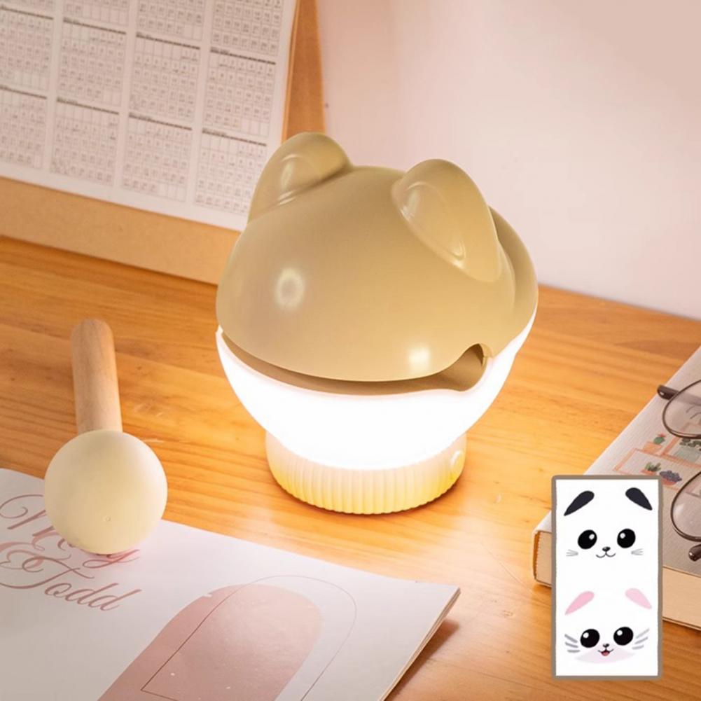 Wooden Fish Night Light Stress Relief Tap Lamp Cute Glow Bedside Lamp USB Charging Sleep Companion Interactive Toy