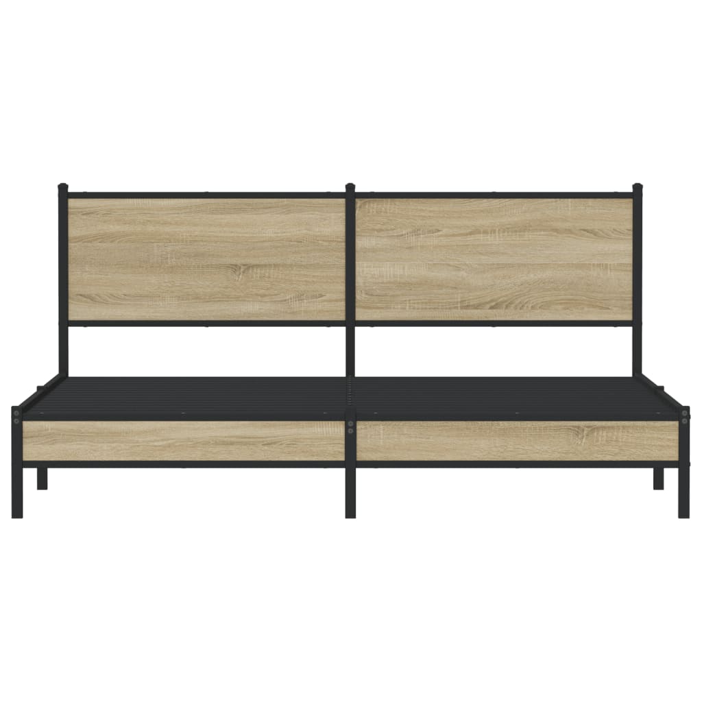 Metal Bed Frame without Mattress Sonoma Oak Finish 180x200 cm