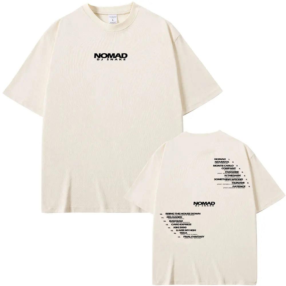 dj snake T-SHIRT Nomad Official Tracklist Graphic Printing 100%Cotton High Quality Tee-shirt Summer O-neck FemaleMale Tees