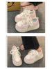 Kids' White Non-slip Lightweight Sneakers, Versatile for Spring & Autumn, Soft & Thick Sole Running Shoes for Boys & Girls.