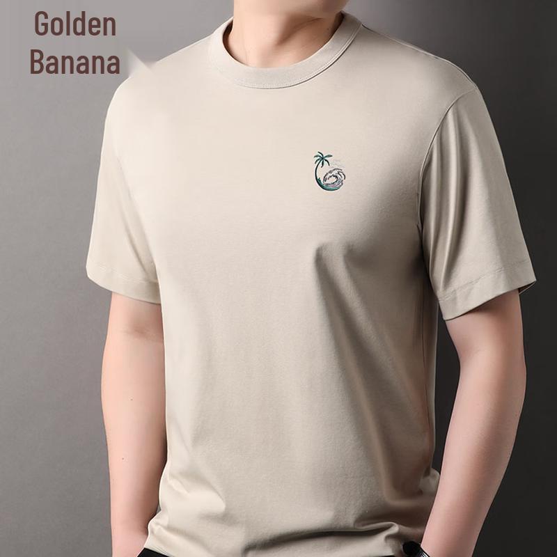 Men s Embroidered Cotton Blend Short Sleeve T-Shirt 4XL