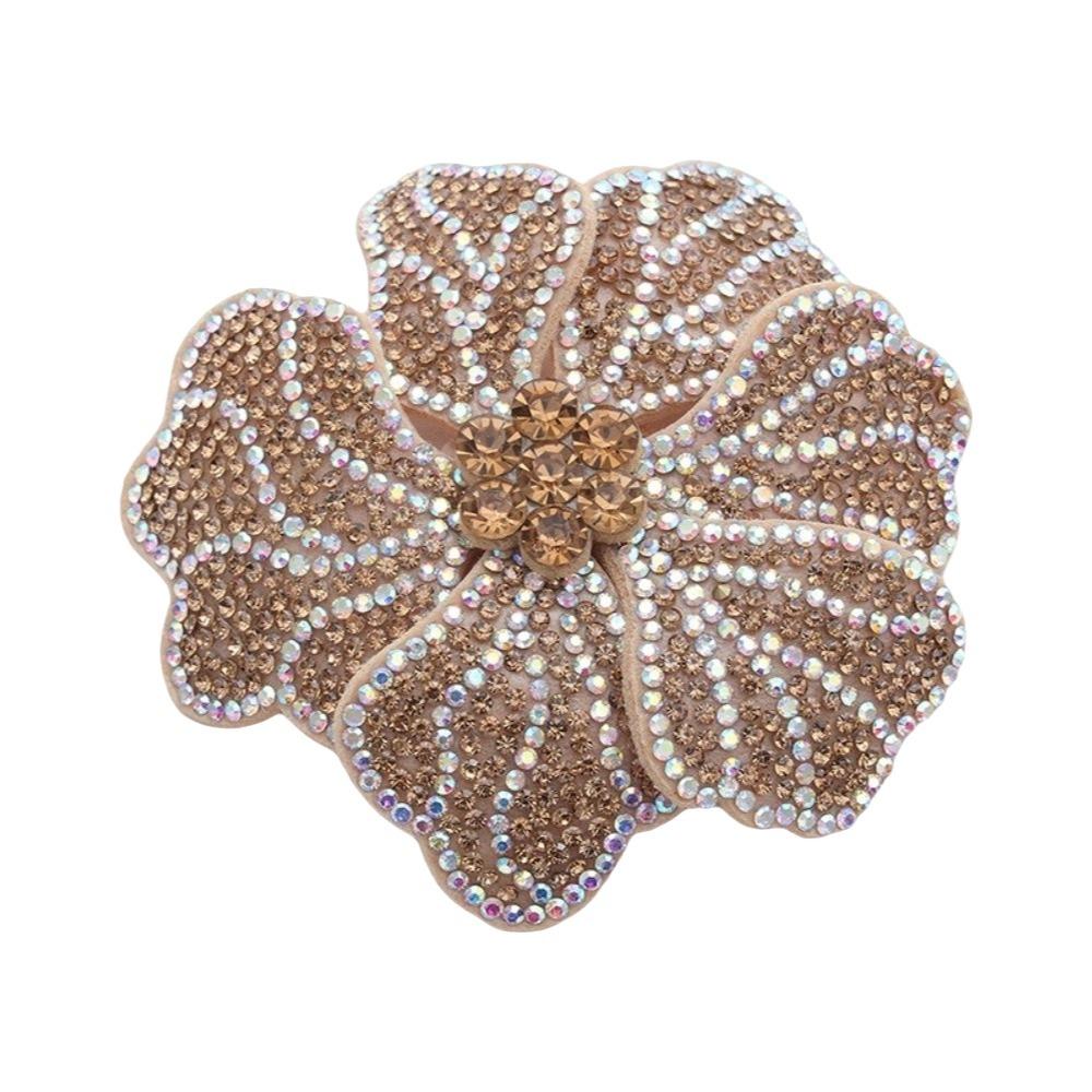 DIY Craft Rhinestone Flower Patches Sparkling Rose Brooch Fabrics Sew-On Applique  Sewing Supplies