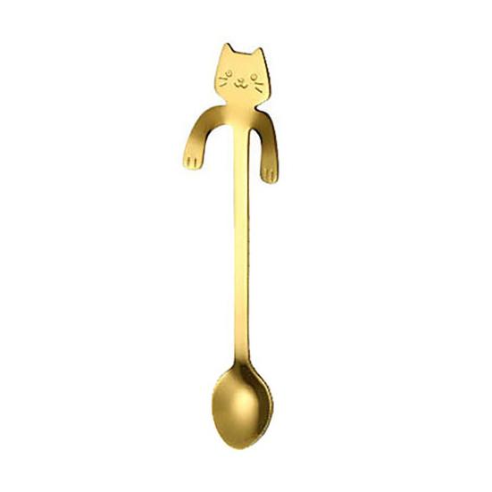 Cartoon Cats Long Handle Stainless Steel Coffee Tea Hanging Spoon Kitchen Supplies