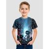 Kids T-shirts Summer Boys' Short Sleeved T-shirt 3D Printed Illusion, Cartoon Sports Football Top for Middle Aged Children Tees