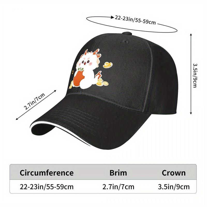 Cute White Dragon Hugging Money Bag Baseball Cap Polyester Adjustable Streetwear Outdoor Unisex Adult Fashion Cap