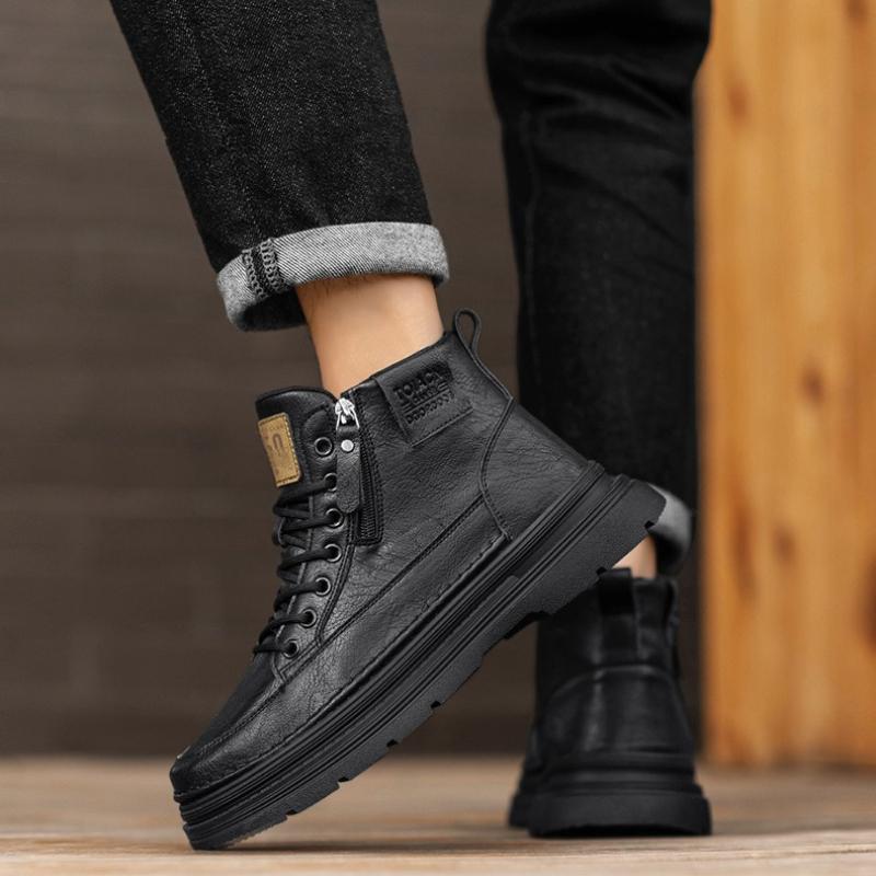 Fashion Men's high top boots new casual fashion comfort casual boots wear-resistant height increasing versatile high top workwear boots