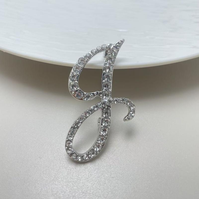 Fashion Alphabet Letter Brooch Pin Full Crystal Rhinestone Encrusted Minimalist Clothing Accessory For Women