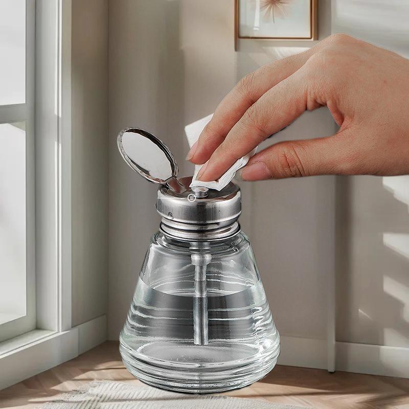 Wiederbefüllbare Glas-Nagellagerflasche – Leerer Pumpspender für Nagellackentferner, Flüssigreiniger und Maniküre