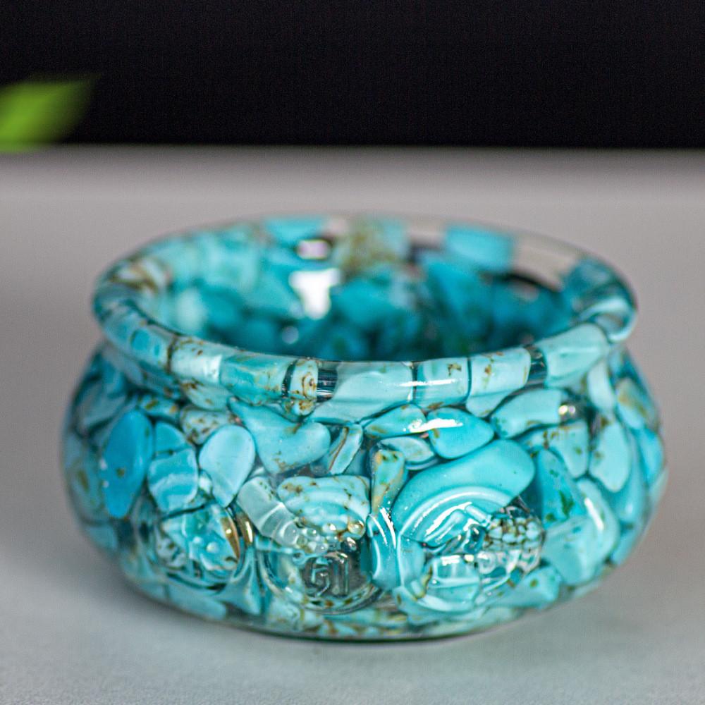 Resin Filled Natural Crystal Wealth Bowl With Handcrafted Decor For Home Gift Giving