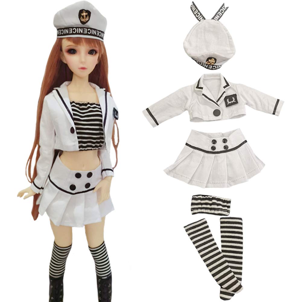 

rakulifey Doll Doll Sailor Tube and Gift Doll 1/3 Outfit Suit, Coat, Top, Skirt, Hat, White, (1/3 Outfit)