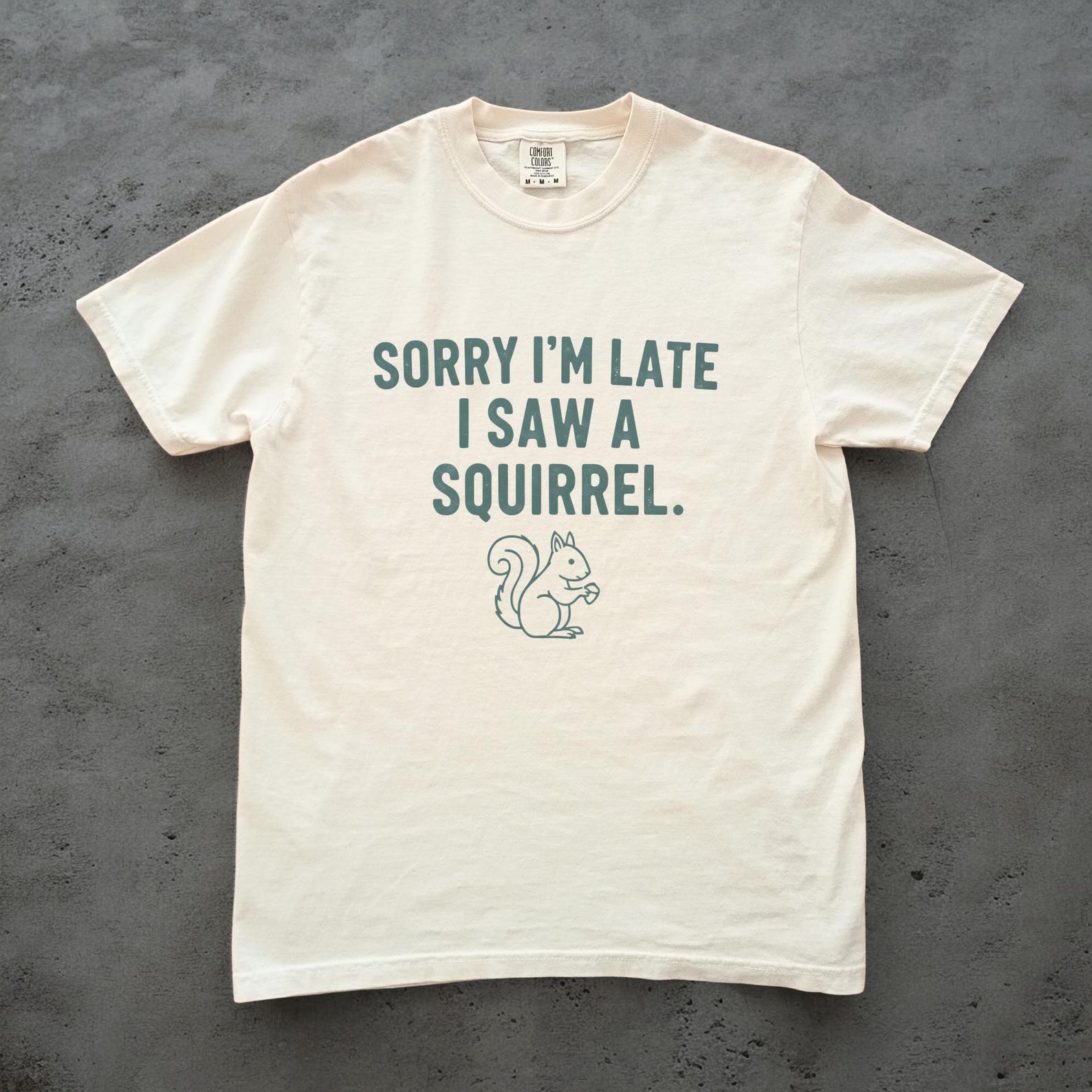 Sorry Im Late I Saw a Squirrel Shirt, Funny Squirrel Tee, Unisex Comfort Colors Tee, Squirrel Lover Gift, Cute Animal Shirt M