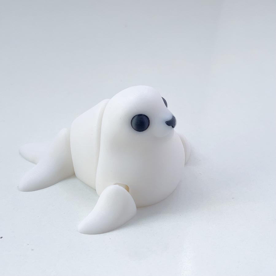 3d Printing Cute And Cute White Seal Model Swinging Plastic Ornament With Movable Joints Creative Desktop Decoration Sculpture