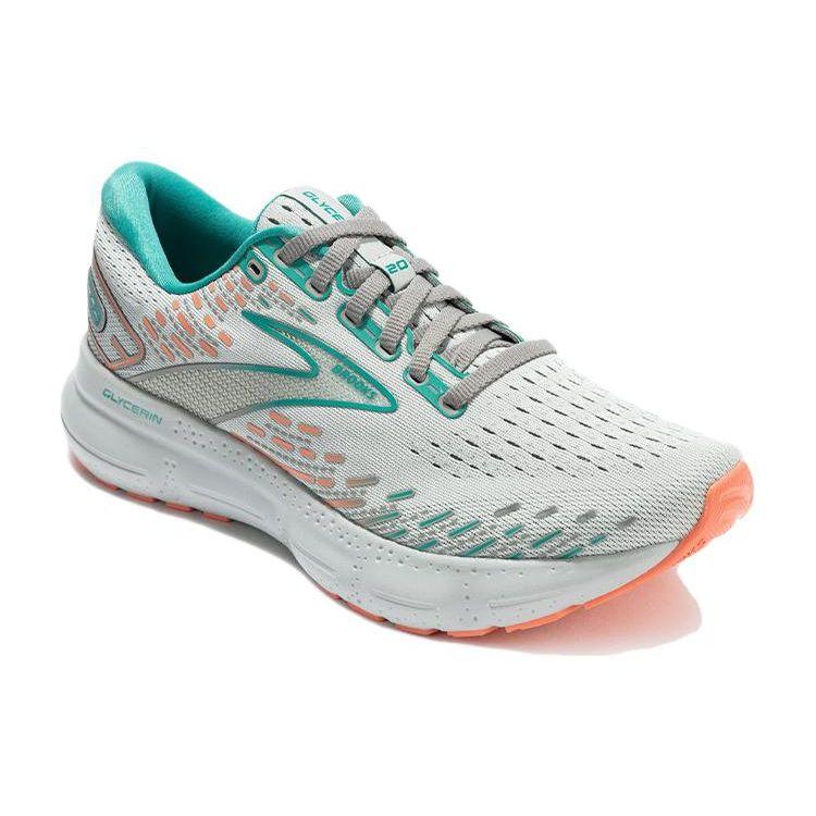 Brooks Glycerin 20 Cushioning Durable Low-Top Running Shoes Women Sneaker Gray Green Orange 120369-061